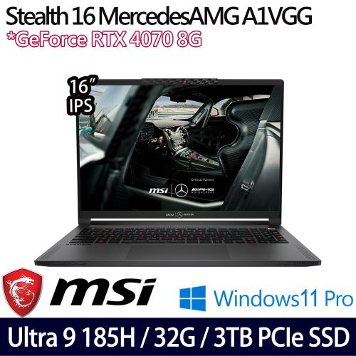 (規格升級)MSI微星Stealth 16 MercedesAMG A1VGG-263TW 16吋筆電 Ultra 9/32G/3TB/RTX4070