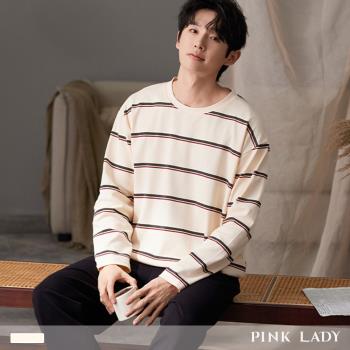 【PINK LADY】棉柔長袖成套睡衣 美式復古 印花寬版 秋冬兩件式居家服(保暖/情侶睡衣/女睡衣/圓領)24068