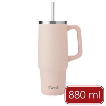 《Swell》Tumbler不鏽鋼吸管保溫隨行杯(玫瑰粉橘880ml) | 冰壩杯 冰霸杯 吸管隨手杯 保冷保冰杯 水壺 環保杯 保溫瓶 咖啡杯
