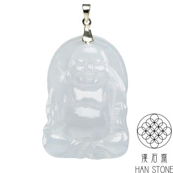 【漢石齋】天然翡翠A貨 彌勒佛K金墜頭玉佩吊墜 冰種(27*38*7mm)