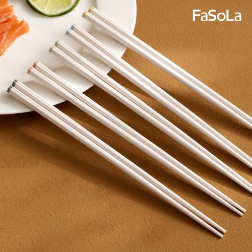 FaSoLa 耐高溫 防滑 抗菌梅花合金筷-5入組