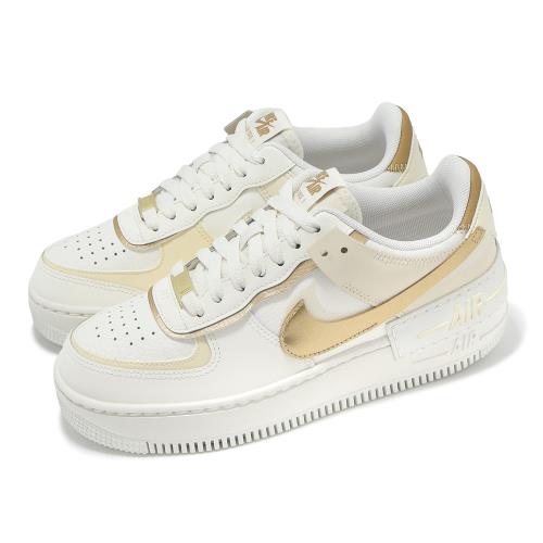 Nike 休閒鞋 Wmns AF1 Shadow 女鞋 白 金 經典 皮革 運動鞋 DZ1847-108