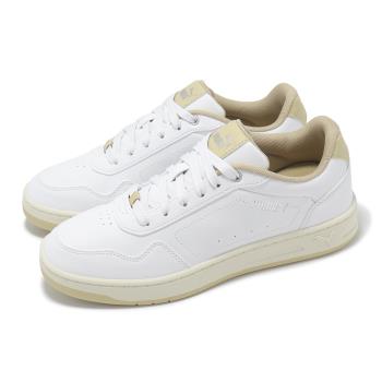 Puma 休閒鞋 Court Classy 女鞋 白 卡其 奶茶 皮革 復古 小白鞋 39502116
