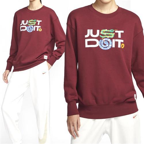 Nike Os Crew 女款 紅色 蛇年 限定 帽T 寬鬆 刺繡 新年 毛圈布 休閒 連帽 長袖 HV8462-677