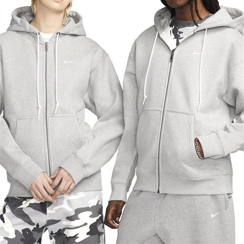 Nike Solo SWSH HW FZ Hoodie 男款 灰色 刺繡 刷毛 寬鬆 連帽 外套 DR0403-063