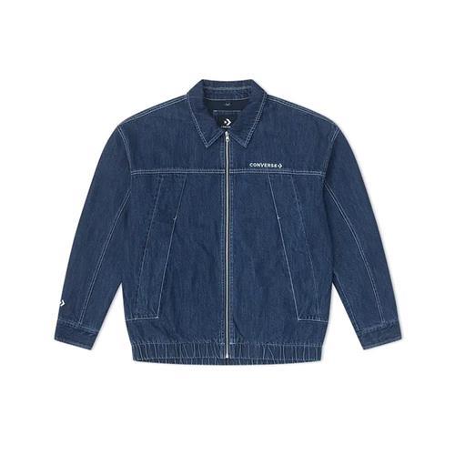 Converse Skate Denim Jacket 男款 藍色 拉鍊 翻領 牛仔 外套 10027962-A01