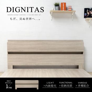【H&D 東稻家居】狄尼塔斯5尺雙人附燈式床頭片-6色(不含床底)