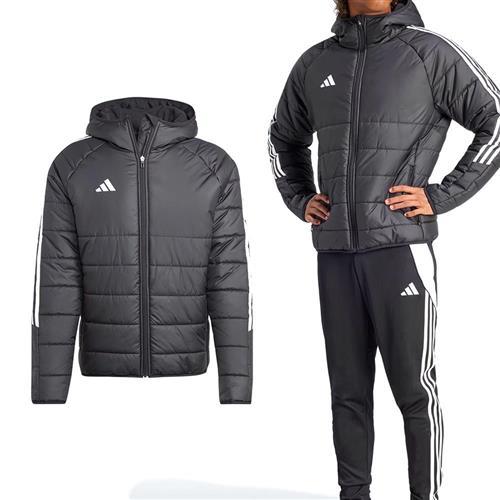 Adidas TIRO24 WINT JKT 男款 黑白色 運動 休閒 保暖 口袋 鋪棉 防風 連帽 外套 IJ7388