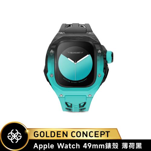 【Golden Concept】Apple Watch 49mm錶殼 薄荷黑錶框/橡膠錶帶 WC-RSCIII49-BK-TQ-MY