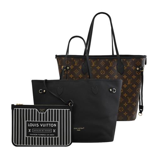 Louis Vuitton LV M11946 Neverfull Inside Out MM 雙面款子母購物包.黑