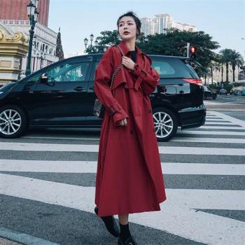 【巴黎精品】風衣外套休閒大衣-中長款秋季寬鬆英倫氣質女外套3色a1ih4