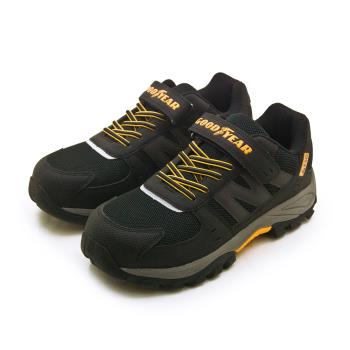 【GOODYEAR 固特異】男 抗靜電防穿刺塑鋼頭防護認證安全工作鞋 黑曜石系列 黑灰黃 43930