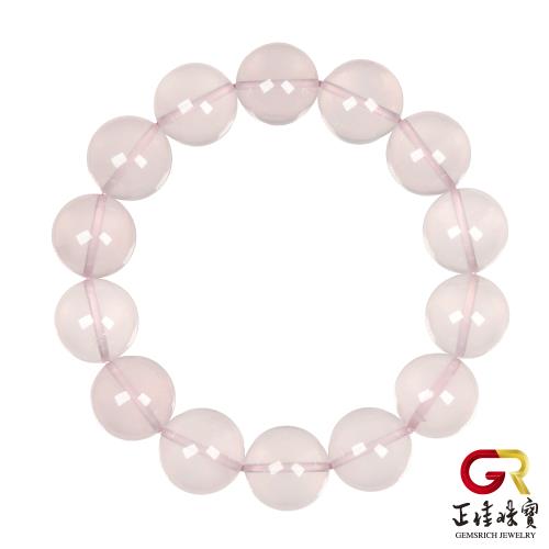 【正佳珠寶】粉晶 頂級冰質 13.8-14.3mm 粉晶手珠｜日本彈力繩