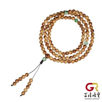 【正佳珠寶】崖柏 頂級瘤疤 6mm 飄綠A貨翡翠 108顆轉運珠 瘤疤崖柏念珠佛珠｜日本彈力繩