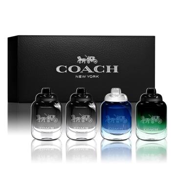 COACH 男性迷香氛組小香禮盒 4.5MLX4入(時尚經典x2+藍調+都會淡香水)