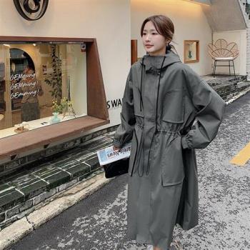 【巴黎精品】風衣外套休閒大衣-連帽工裝灰色小個子休閒女外套2色a1ih48