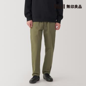 男水洗棉舒適長褲 卡其綠【MUJI 無印良品】