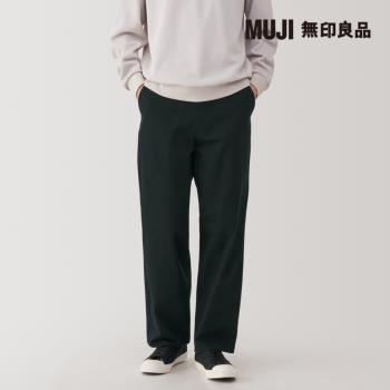 男吉貝木棉混人字紋寬版褲 黑色【MUJI 無印良品】