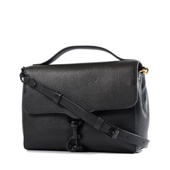 Rebecca minkoff Megan 彈簧釦真皮荔枝紋手提/肩背/斜背三用包-黑色