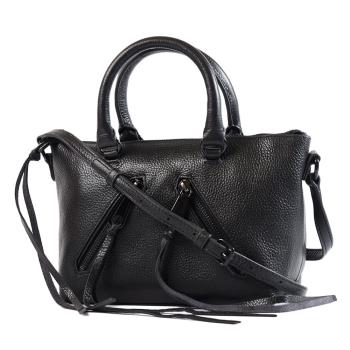 Rebecca minkoff Micro Moto真皮荔枝紋手提/斜背二用包-黑色
