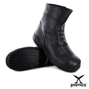 【PAMAX 帕瑪斯】皮革製高筒頂級超彈力氣墊防滑安全鞋 (PA01001FEH黑 /男)