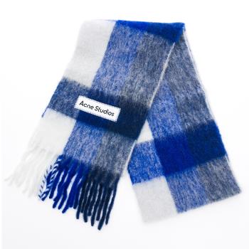 Acne Studios 羊毛混紡格紋圍巾(白/藍/灰)