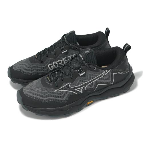 Mizuno 越野跑鞋 Wave Daichi 9 GTX 女鞋 黑灰 防水 緩衝 黃金大底 運動鞋 美津濃 J1GK2556-21