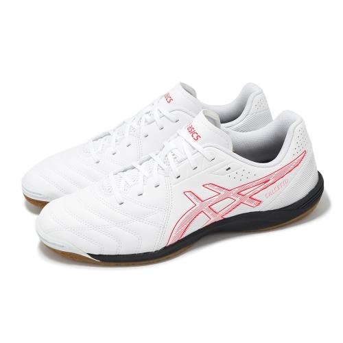 Asics 足球鞋 Calcetto WD 9 2E 男鞋 寬楦 白紅 膠底 抓地 皮革 運動鞋 亞瑟士 1113A037102