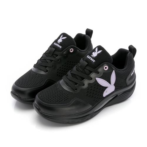 【PLAYBOY】飛織樂活氣墊休閒鞋-PY1037黑紫