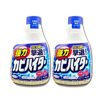 (2瓶超值組)日本KAO花王-浴室免刷洗5分鐘強力除黴鹼性泡沫清潔劑補充瓶400ml/藍瓶(廁所洗滌劑替換瓶,衛浴濃密除垢噴霧,磁磚凹縫擊退黑斑)