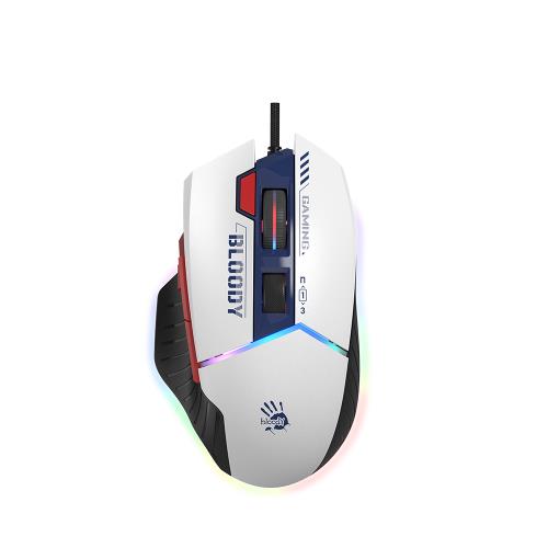 A4 bloody W95 MAX 光微動威力三槍RGB調校電競滑鼠 白色