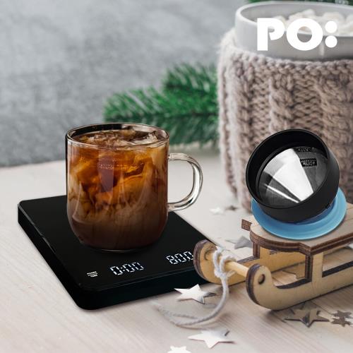 【PO:Selected】丹麥手沖咖啡二件組(電子秤/玻璃杯240ml-共4色) 