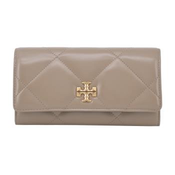 TORY BURCH KIRA 菱格紋翻蓋長夾-灰