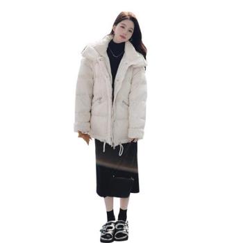 【巴黎精品】真 羽絨90%鴨絨 羽絨外套鴨絨夾克-仿羊羔毛拼接羽絨服女外套2色a1ii43