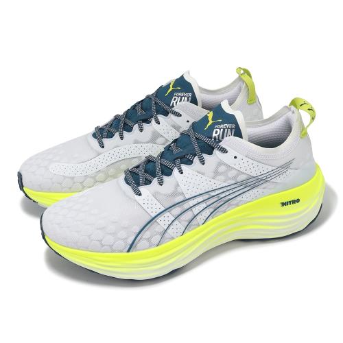 Puma 慢跑鞋 ForeverRun Nitro 男鞋 白 藍 綠 氮氣中底 穩定 緩衝 運動鞋 37775719