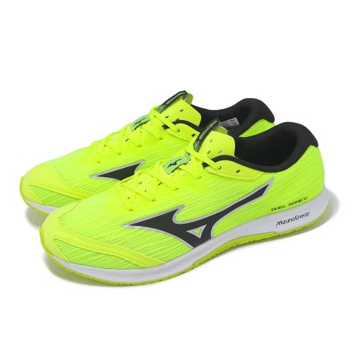 Mizuno 競速跑鞋 Duel Sonic 4 男鞋 寬楦 螢光黃 輕量 回彈 運動鞋 美津濃 U1GD2571-04
