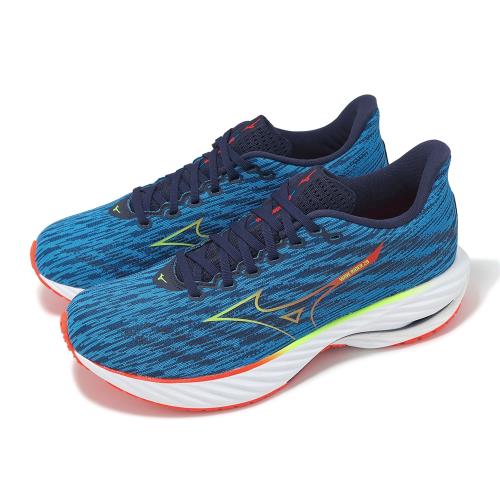 Mizuno 慢跑鞋 Wave Rider 28 男鞋 藍 紅 波浪片 支撐 緩衝 運動鞋 美津濃 J1GC2403-56