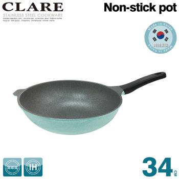 【CLARE可蕾爾】韓國鑄造不沾炒鍋34cm無蓋