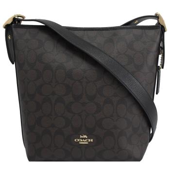 COACH C2819 Val Duffle 經典印花皮革斜背流浪包.深咖/黑