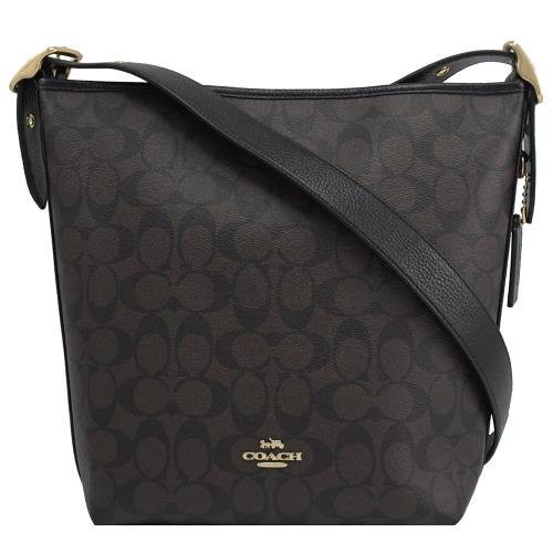 COACH C2819 Val Duffle 經典印花皮革斜背流浪包.深咖/黑