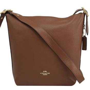 COACH C2818 Val Duffle 經典LOGO荔枝皮革斜揹包.咖