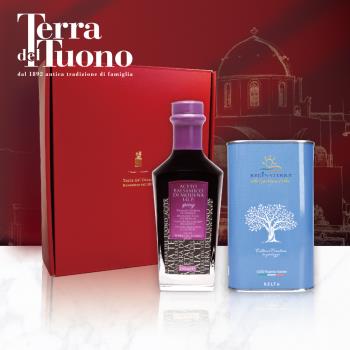 REGINATERRA 王后之地 義大利特級冷壓初榨橄欖油500ml+巴薩米克醋春天紫標250ml勃根地大紅禮盒組/母親節