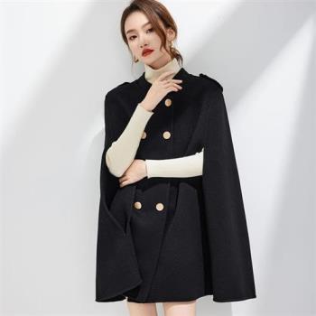 【巴黎精品】羊毛大衣毛呢外套-設計風寬版斗篷女外套2色a1il49