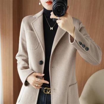 【巴黎精品】羊毛大衣毛呢外套-休閒西服雙面羊絨女外套5色a1il81