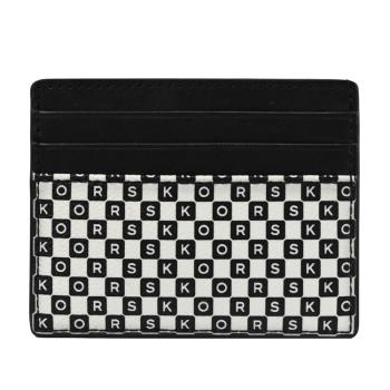 MICHAEL KORS COOPER 撞色格紋字母LOGO隨身名片夾.黑白
