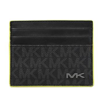 MICHAEL KORS COOPER 浮雕LOGO滿版信用卡名片夾.黑/綠邊