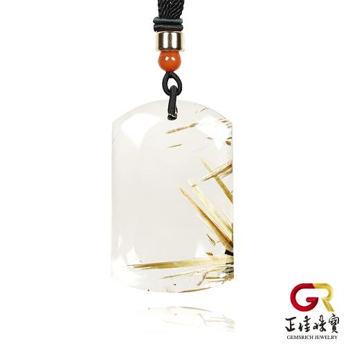 【正佳珠寶】金鈦晶 超頂級極淨 31.2g 鈦晶無事牌 金鈦晶吊墜｜可調式棉繩