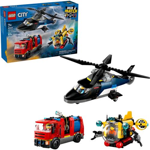 樂高積木LEGO 60462 202501 城市系列 - 直升機、消防車和潛水艇套裝