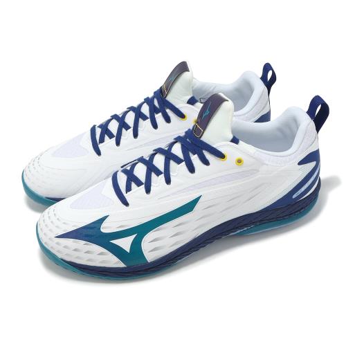 Mizuno 桌球鞋 Wave Drive Neo 4 男鞋 女鞋 白 藍 止滑 抓地 運動鞋 美津濃 81GA2500-02