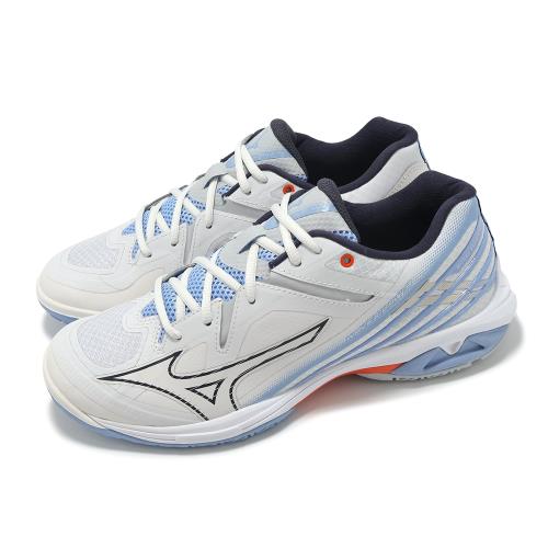 Mizuno 羽球鞋 Wave Claw 3 男鞋 寬楦 白 藍 緩衝 室內運動 羽排鞋 美津濃 71GA2443-25